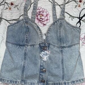 Forever 21 Blue Denim Halter Blouse